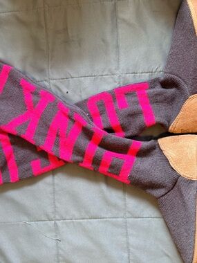 PINK Victoria's Secret Grey Socks with Magenta Logo
